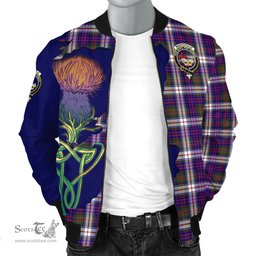 Scottish MacDonald Dress Modern Tartan Family Crest with Thistle and Scotland Map Tartan Plaid Bomber Jacket Scottish Plaid Tartan Plaid - ScotsTee - scotstee.com