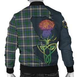 Scottish MacDowall Tartan Family Crest with Thistle and Scotland Map Tartan Plaid Bomber Jacket Scottish Plaid Tartan Plaid - ScotsTee - scotstee.com