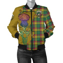 Scottish MacMillan Old Ancient Tartan Family Crest with Thistle and Scotland Map Tartan Plaid Bomber Jacket Scottish Plaid Tartan Plaid - ScotsTee - scotstee.com