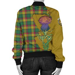 Scottish MacMillan Old Ancient Tartan Family Crest with Thistle and Scotland Map Tartan Plaid Bomber Jacket Scottish Plaid Tartan Plaid - ScotsTee - scotstee.com