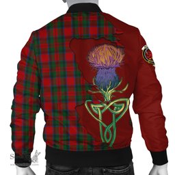 Scottish MacDuff Tartan Family Crest with Thistle and Scotland Map Tartan Plaid Bomber Jacket Scottish Plaid Tartan Plaid - ScotsTee - scotstee.com