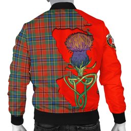 Scottish MacLean of Duart Ancient Tartan Family Crest with Thistle and Scotland Map Tartan Plaid Bomber Jacket Scottish Plaid Tartan Plaid - ScotsTee - scotstee.com