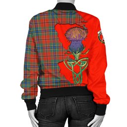 Scottish MacLean of Duart Ancient Tartan Family Crest with Thistle and Scotland Map Tartan Plaid Bomber Jacket Scottish Plaid Tartan Plaid - ScotsTee - scotstee.com