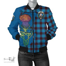 Scottish Home Ancient Tartan Family Crest with Thistle and Scotland Map Tartan Plaid Bomber Jacket Scottish Plaid Tartan Plaid - ScotsTee - scotstee.com