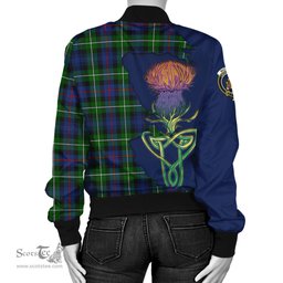Scottish MacKenzie Modern Tartan Family Crest with Thistle and Scotland Map Tartan Plaid Bomber Jacket Scottish Plaid Tartan Plaid - ScotsTee - scotstee.com