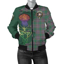 Scottish MacFarlane Hunting Ancient Tartan Family Crest with Thistle and Scotland Map Tartan Plaid Bomber Jacket Scottish Plaid Tartan Plaid - ScotsTee - scotstee.com