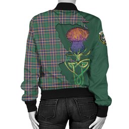 Scottish MacFarlane Hunting Ancient Tartan Family Crest with Thistle and Scotland Map Tartan Plaid Bomber Jacket Scottish Plaid Tartan Plaid - ScotsTee - scotstee.com