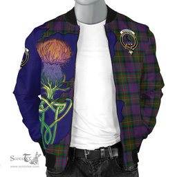 Scottish MacDonell of Glengarry Tartan Family Crest with Thistle and Scotland Map Tartan Plaid Bomber Jacket Scottish Plaid Tartan Plaid - ScotsTee - scotstee.com