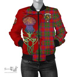 Scottish MacKintosh Modern Tartan Family Crest with Thistle and Scotland Map Tartan Plaid Bomber Jacket Scottish Plaid Tartan Plaid - ScotsTee - scotstee.com