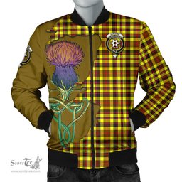 Scottish Jardine Modern Tartan Family Crest with Thistle and Scotland Map Tartan Plaid Bomber Jacket Scottish Plaid Tartan Plaid - ScotsTee - scotstee.com