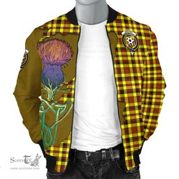 Scottish Jardine Modern Tartan Family Crest with Thistle and Scotland Map Tartan Plaid Bomber Jacket Scottish Plaid Tartan Plaid - ScotsTee - scotstee.com
