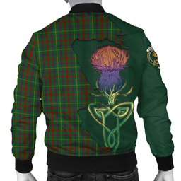 Scottish MacKintosh Hunting Tartan Family Crest with Thistle and Scotland Map Tartan Plaid Bomber Jacket Scottish Plaid Tartan Plaid - ScotsTee - scotstee.com