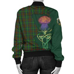 Scottish MacKintosh Hunting Tartan Family Crest with Thistle and Scotland Map Tartan Plaid Bomber Jacket Scottish Plaid Tartan Plaid - ScotsTee - scotstee.com