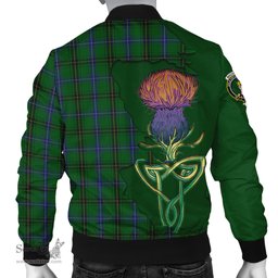 Scottish MacKendrick Tartan Family Crest with Thistle and Scotland Map Tartan Plaid Bomber Jacket Scottish Plaid Tartan Plaid - ScotsTee - scotstee.com