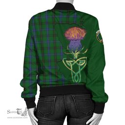 Scottish MacKendrick Tartan Family Crest with Thistle and Scotland Map Tartan Plaid Bomber Jacket Scottish Plaid Tartan Plaid - ScotsTee - scotstee.com