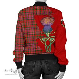 Scottish MacAlister Modern Tartan Family Crest with Thistle and Scotland Map Tartan Plaid Bomber Jacket Scottish Plaid Tartan Plaid - ScotsTee - scotstee.com