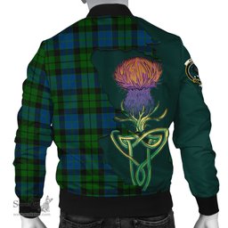 Scottish MacKie Tartan Family Crest with Thistle and Scotland Map Tartan Plaid Bomber Jacket Scottish Plaid Tartan Plaid - ScotsTee - scotstee.com