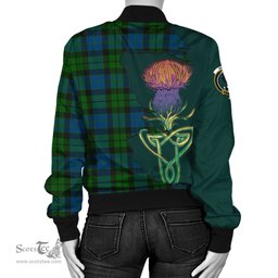 Scottish MacKie Tartan Family Crest with Thistle and Scotland Map Tartan Plaid Bomber Jacket Scottish Plaid Tartan Plaid - ScotsTee - scotstee.com