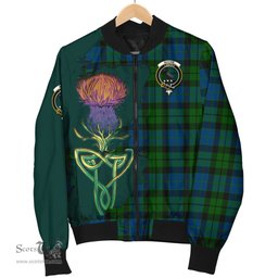 Scottish MacKie Tartan Family Crest with Thistle and Scotland Map Tartan Plaid Bomber Jacket Scottish Plaid Tartan Plaid - ScotsTee - scotstee.com