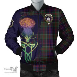 Scottish MacDonald of Clan Ranald Tartan Family Crest with Thistle and Scotland Map Tartan Plaid Bomber Jacket Scottish Plaid Tartan Plaid - ScotsTee - scotstee.com
