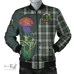 Scottish MacLaren Dress Tartan Family Crest with Thistle and Scotland Map Tartan Plaid Bomber Jacket Scottish Plaid Tartan Plaid - ScotsTee - scotstee.com