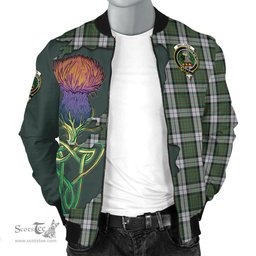 Scottish MacLaren Dress Tartan Family Crest with Thistle and Scotland Map Tartan Plaid Bomber Jacket Scottish Plaid Tartan Plaid - ScotsTee - scotstee.com