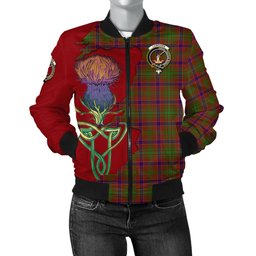 Scottish Lumsden Tartan Family Crest with Thistle and Scotland Map Tartan Plaid Bomber Jacket Scottish Plaid Tartan Plaid - ScotsTee - scotstee.com