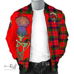 Scottish MacNaughton Modern Tartan Family Crest with Thistle and Scotland Map Tartan Plaid Bomber Jacket Scottish Plaid Tartan Plaid - ScotsTee - scotstee.com