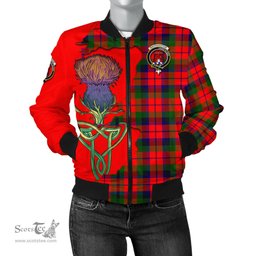 Scottish MacNaughton Modern Tartan Family Crest with Thistle and Scotland Map Tartan Plaid Bomber Jacket Scottish Plaid Tartan Plaid - ScotsTee - scotstee.com