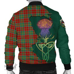 Scottish MacDonald of Kingsburgh Tartan Family Crest with Thistle and Scotland Map Tartan Plaid Bomber Jacket Scottish Plaid Tartan Plaid - ScotsTee - scotstee.com
