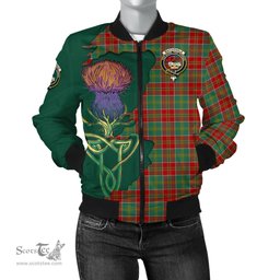 Scottish MacDonald of Kingsburgh Tartan Family Crest with Thistle and Scotland Map Tartan Plaid Bomber Jacket Scottish Plaid Tartan Plaid - ScotsTee - scotstee.com