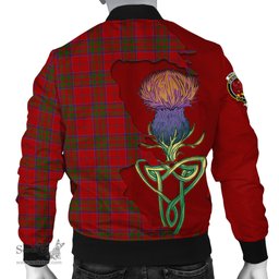 Scottish MacDonell of Keppoch Tartan Family Crest with Thistle and Scotland Map Tartan Plaid Bomber Jacket Scottish Plaid Tartan Plaid - ScotsTee - scotstee.com