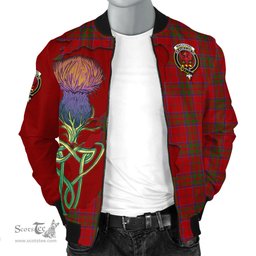 Scottish MacDonell of Keppoch Tartan Family Crest with Thistle and Scotland Map Tartan Plaid Bomber Jacket Scottish Plaid Tartan Plaid - ScotsTee - scotstee.com