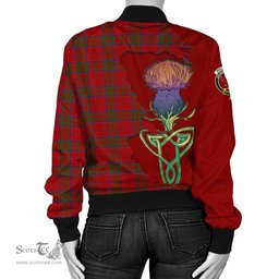 Scottish MacDonell of Keppoch Tartan Family Crest with Thistle and Scotland Map Tartan Plaid Bomber Jacket Scottish Plaid Tartan Plaid - ScotsTee - scotstee.com