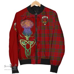 Scottish MacDonell of Keppoch Tartan Family Crest with Thistle and Scotland Map Tartan Plaid Bomber Jacket Scottish Plaid Tartan Plaid - ScotsTee - scotstee.com
