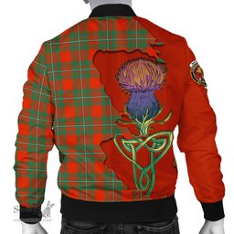 Scottish MacGregor Ancient Tartan Family Crest with Thistle and Scotland Map Tartan Plaid Bomber Jacket Scottish Plaid Tartan Plaid - ScotsTee - scotstee.com