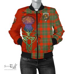 Scottish MacGregor Ancient Tartan Family Crest with Thistle and Scotland Map Tartan Plaid Bomber Jacket Scottish Plaid Tartan Plaid - ScotsTee - scotstee.com