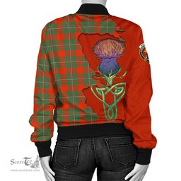 Scottish MacGregor Ancient Tartan Family Crest with Thistle and Scotland Map Tartan Plaid Bomber Jacket Scottish Plaid Tartan Plaid - ScotsTee - scotstee.com
