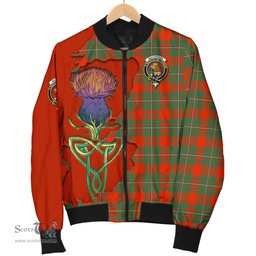 Scottish MacGregor Ancient Tartan Family Crest with Thistle and Scotland Map Tartan Plaid Bomber Jacket Scottish Plaid Tartan Plaid - ScotsTee - scotstee.com