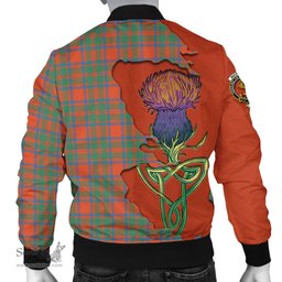 Scottish MacKintosh Ancient Tartan Family Crest with Thistle and Scotland Map Tartan Plaid Bomber Jacket Scottish Plaid Tartan Plaid - ScotsTee - scotstee.com