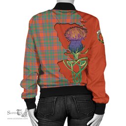 Scottish MacKintosh Ancient Tartan Family Crest with Thistle and Scotland Map Tartan Plaid Bomber Jacket Scottish Plaid Tartan Plaid - ScotsTee - scotstee.com