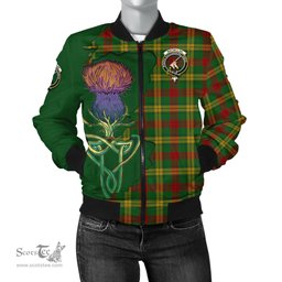 Scottish MacMillan Society of Glasgow Tartan Family Crest with Thistle and Scotland Map Tartan Plaid Bomber Jacket Scottish Plaid Tartan Plaid - ScotsTee - scotstee.com