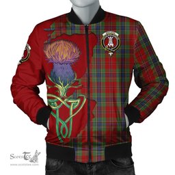 Scottish MacLean of Duart Tartan Family Crest with Thistle and Scotland Map Tartan Plaid Bomber Jacket Scottish Plaid Tartan Plaid - ScotsTee - scotstee.com