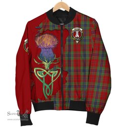 Scottish MacLean of Duart Tartan Family Crest with Thistle and Scotland Map Tartan Plaid Bomber Jacket Scottish Plaid Tartan Plaid - ScotsTee - scotstee.com