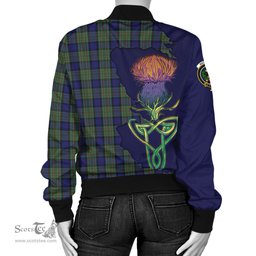 Scottish MacLaren Tartan Family Crest with Thistle and Scotland Map Tartan Plaid Bomber Jacket Scottish Plaid Tartan Plaid - ScotsTee - scotstee.com