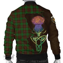 Scottish MacFie Hunting Tartan Family Crest with Thistle and Scotland Map Tartan Plaid Bomber Jacket Scottish Plaid Tartan Plaid - ScotsTee - scotstee.com
