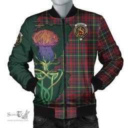 Scottish MacKintosh Hunting Modern Tartan Family Crest with Thistle and Scotland Map Tartan Plaid Bomber Jacket Scottish Plaid Tartan Plaid - ScotsTee - scotstee.com