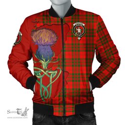 Scottish Livingston Modern Tartan Family Crest with Thistle and Scotland Map Tartan Plaid Bomber Jacket Scottish Plaid Tartan Plaid - ScotsTee - scotstee.com
