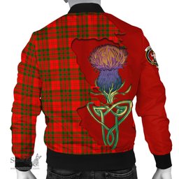 Scottish Livingston Modern Tartan Family Crest with Thistle and Scotland Map Tartan Plaid Bomber Jacket Scottish Plaid Tartan Plaid - ScotsTee - scotstee.com