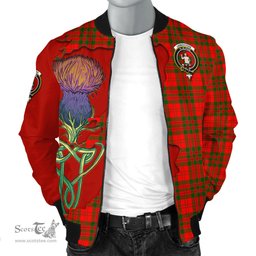 Scottish Livingston Modern Tartan Family Crest with Thistle and Scotland Map Tartan Plaid Bomber Jacket Scottish Plaid Tartan Plaid - ScotsTee - scotstee.com